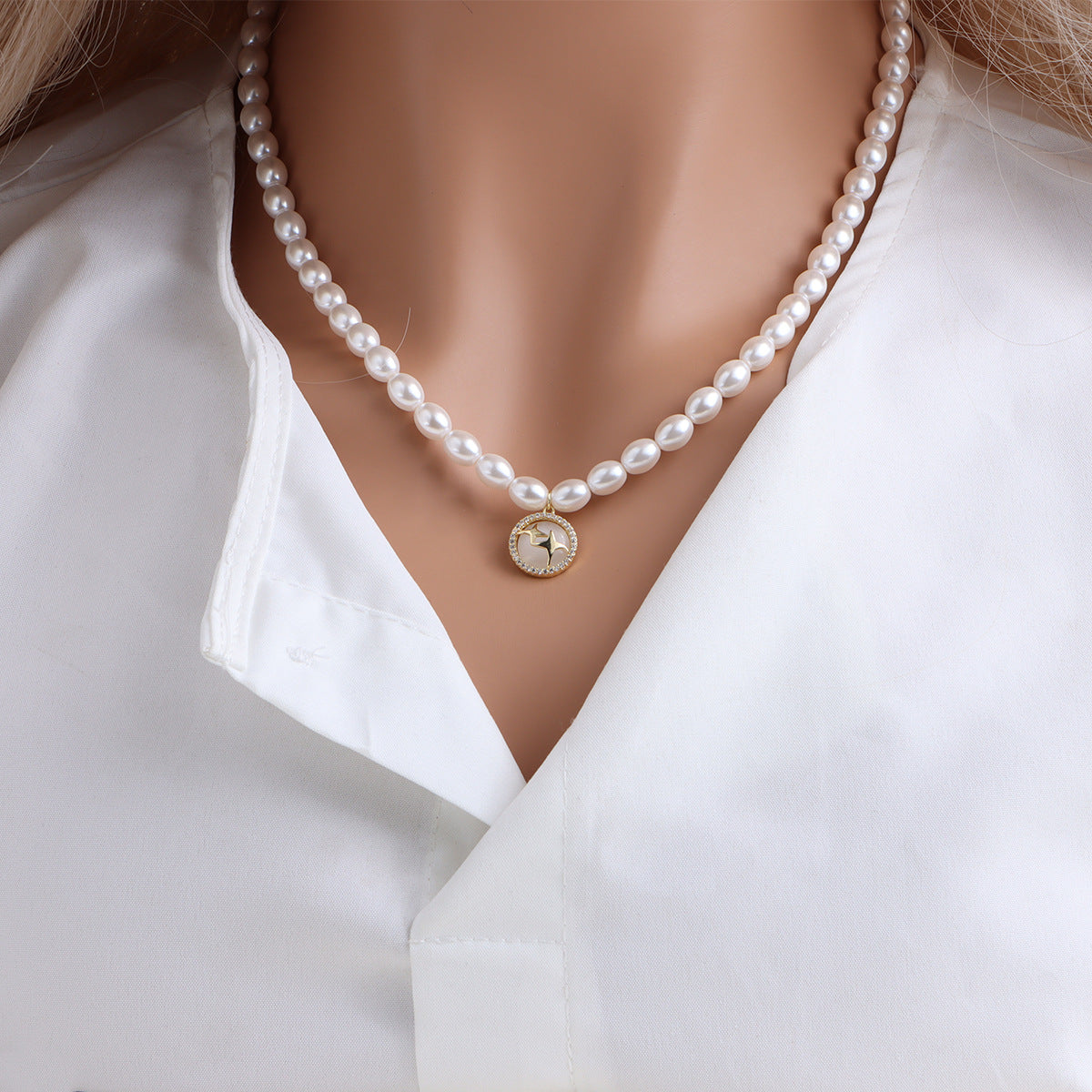 Fashion Shell Beads Pearl Beaded Necklace