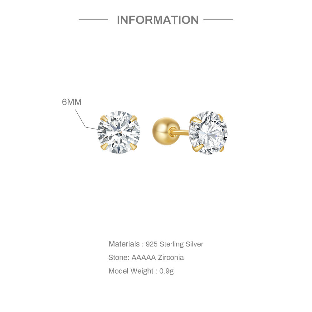 Stud Earrings Fashion Gold Metal Diamond Round Stud Earrings