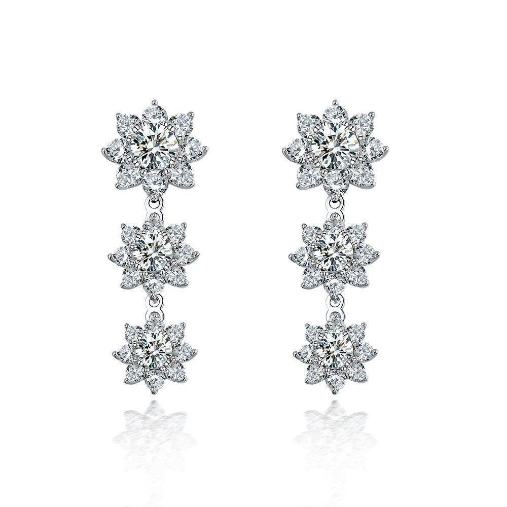 Sapphire Jewellery Floral Full Diamond Earrings