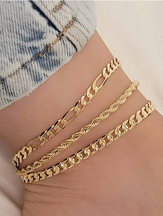 Twist Chain Anklet For Women, Alloy Body Jewelry Beach Chain