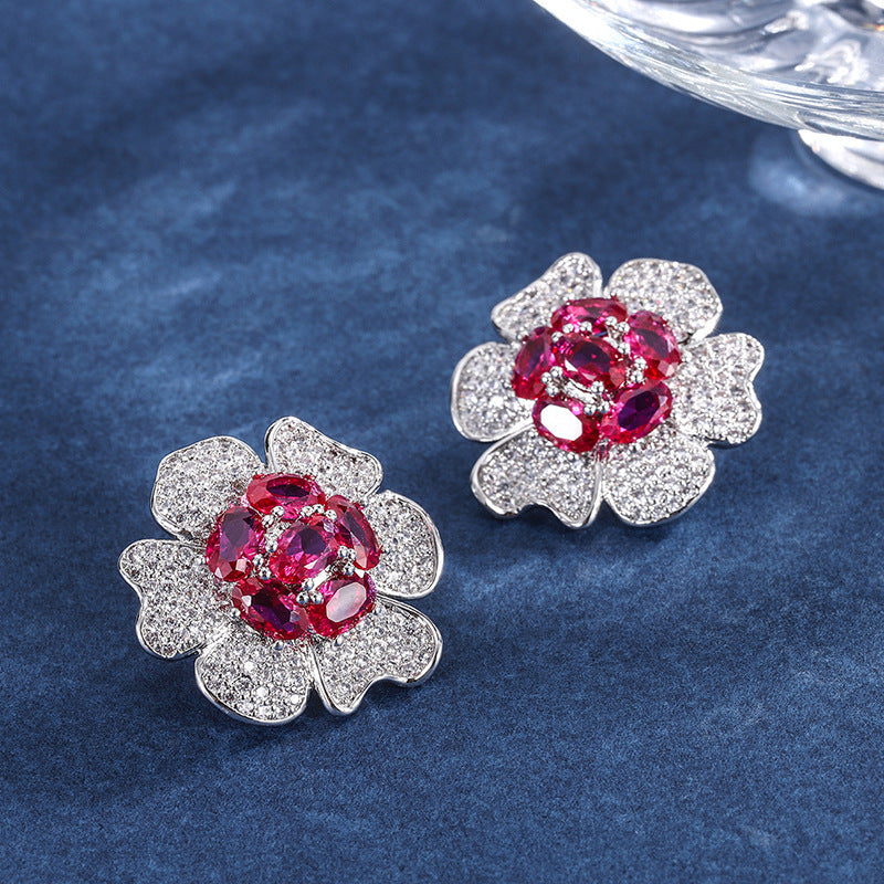 Jewelry Temperament Women's Flower-shaped Stud Earrings